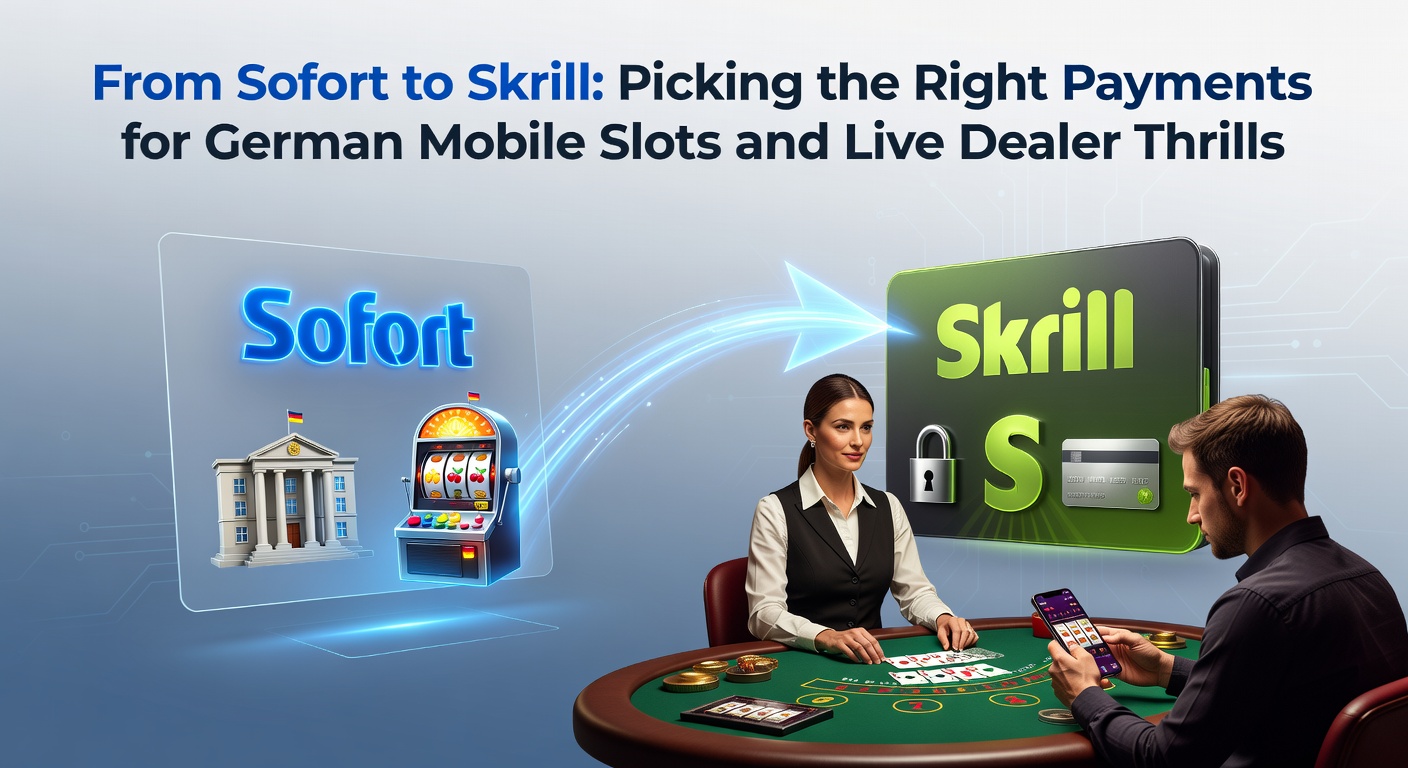 Smartphone mit Mobile Slots App und Zahlungsoptionen wie Sofort und Skrill im Vordergrund, typisch für deutsche Online-Casino-Spieler
