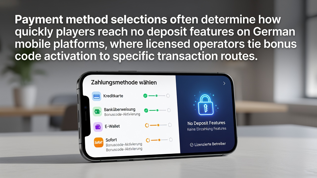 Übersicht über Zahlungsmethoden und No-Deposit-Features auf deutschen mobilen Casino-Plattformen